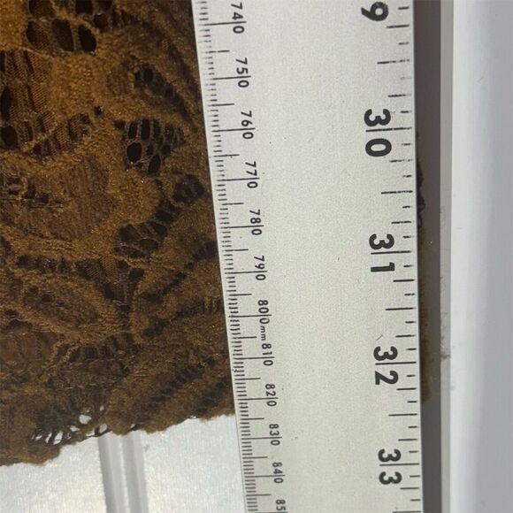 Free People brown lace puff sleeve minidress S boho romantic cottagecore witchy - Picture 6 of 8